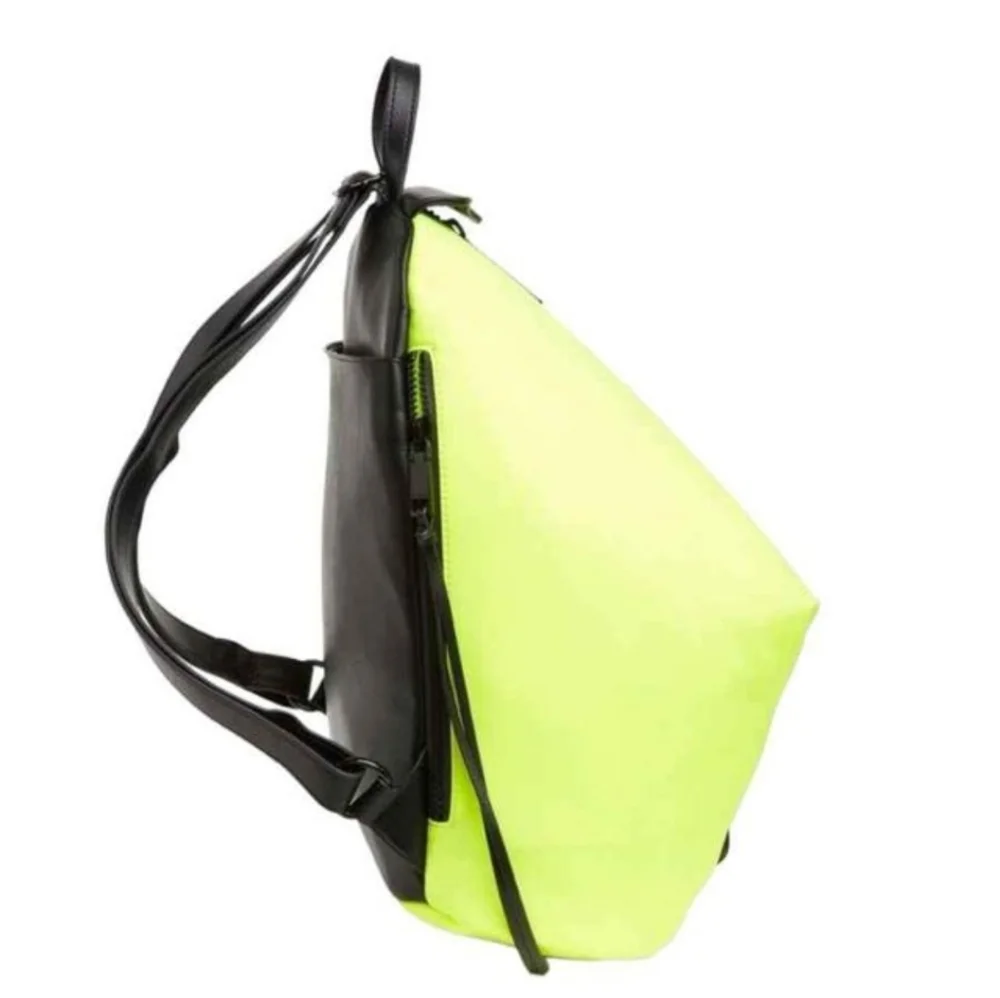 NEW NWT Rebecca Minkoff Julian Jumbo Zipped Nylon Backpack in Neon Yellow